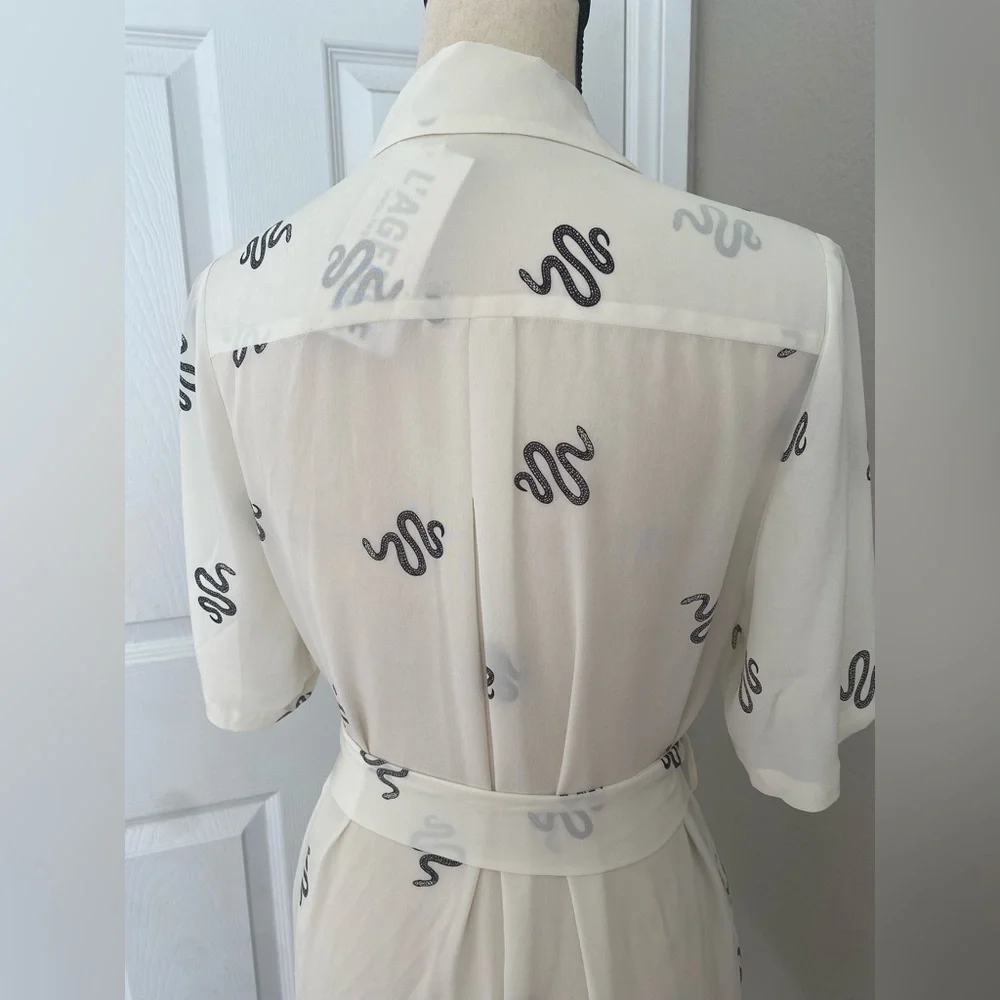 L’agence 100% Silk Snake Chain Print Dress and Shirt Size Small - Picture 6 of 10